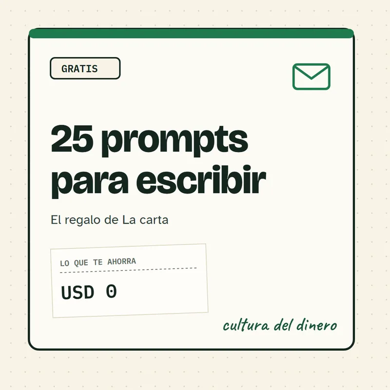 Tapa: 25 prompts para escribir, el regalo de La carta